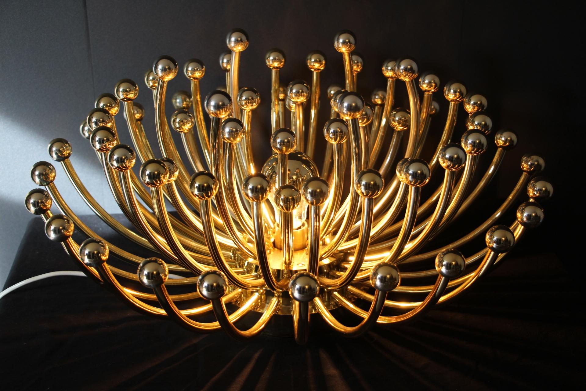 Pair of Gold Pistillo Chandeliers, table lamps or Wall Lamps By Valenti Milano 2