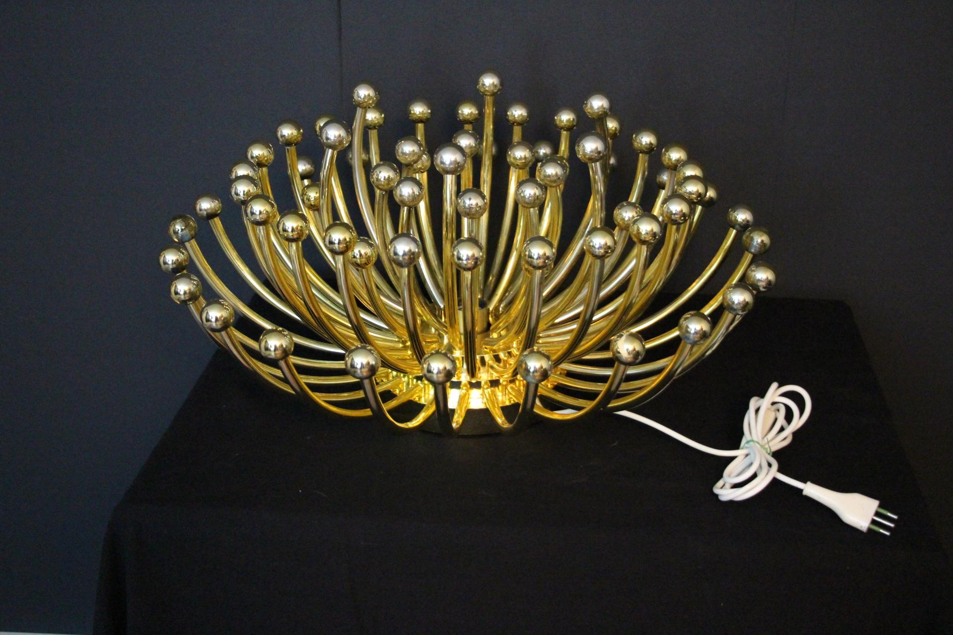 Italian Pair of Gold Pistillo Chandeliers, table lamps or Wall Lamps By Valenti Milano