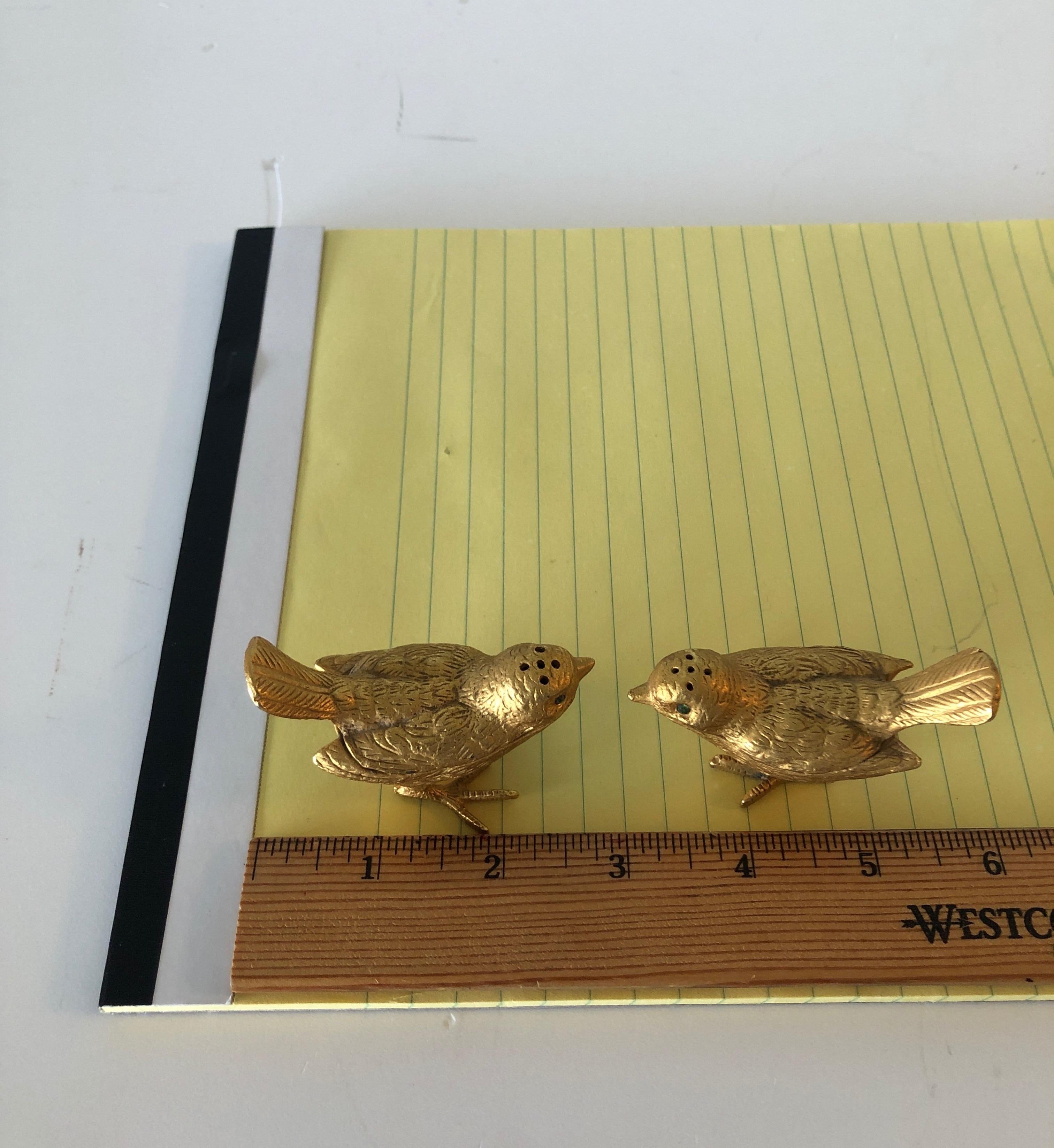 Late 20th Century Pair of Gold Plated Birds Salt and Pepper Shakers