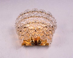 Pair of Gold-Plated Wall Sconces Brass & Crystal Glass by Emil Stejnar, Austria