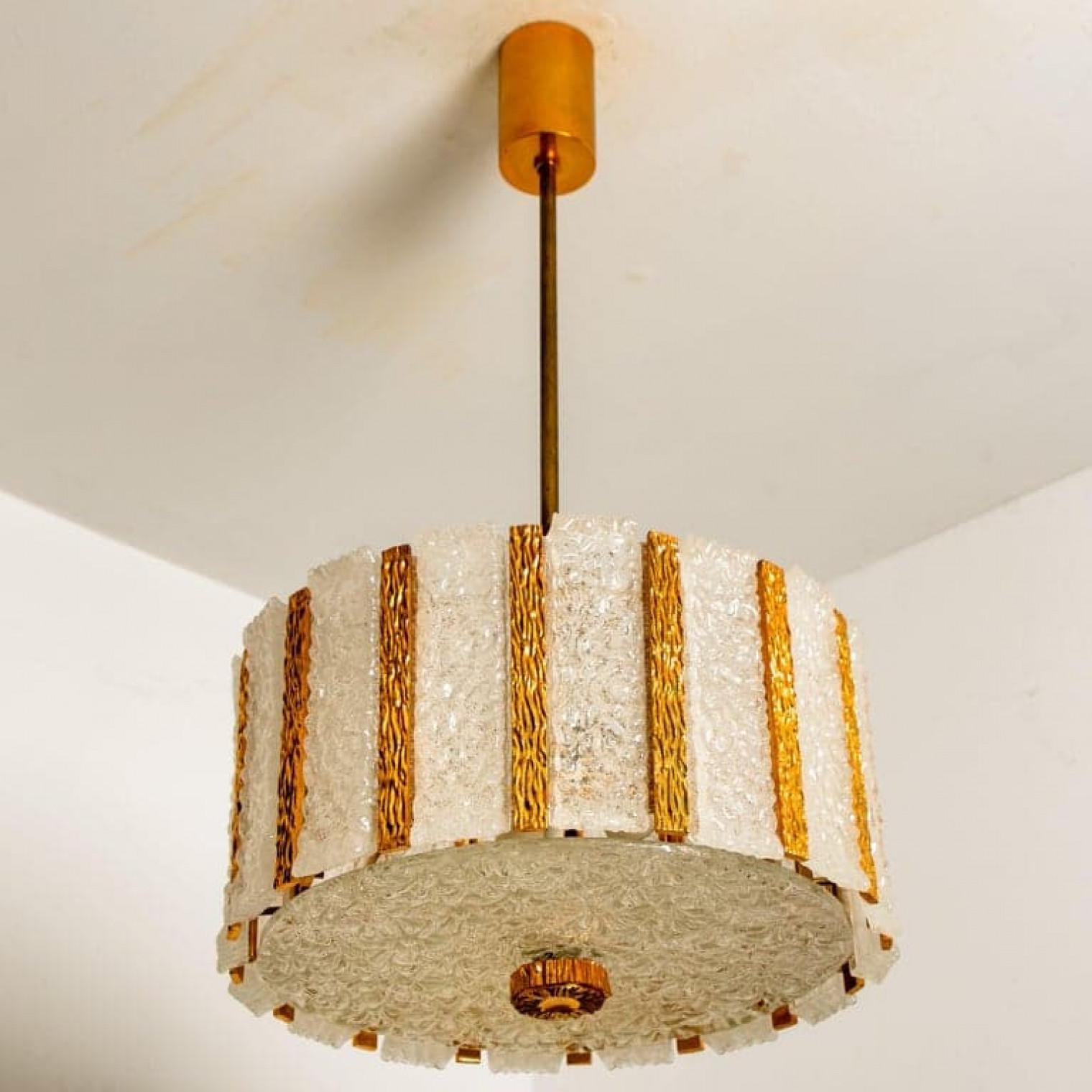 Austrian Pair of Gold-Plated Bronze Drum Light Fixtures, 1960s, Austria For Sale