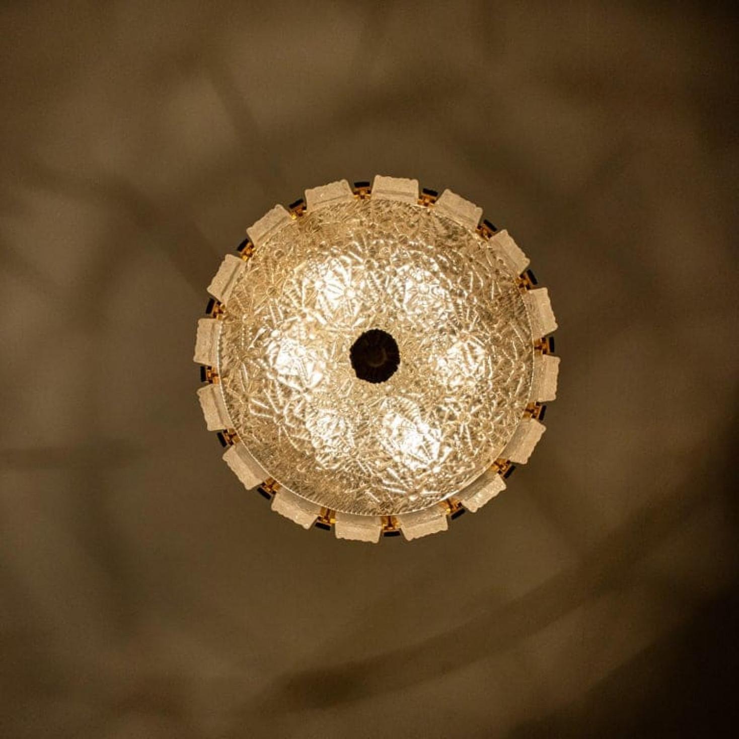 20th Century Pair of Gold-Plated Bronze Drum Light Fixtures, 1960s, Austria For Sale
