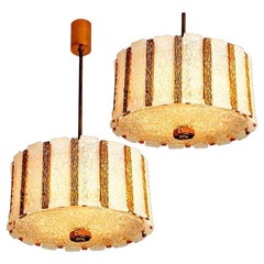 Pair of Gold-Plated Bronze Drum Light Fixtures, 1960s, Austria Vintage Pair of Gold-Plated Bronze Drum Light Fixtures, 1960s, Austria