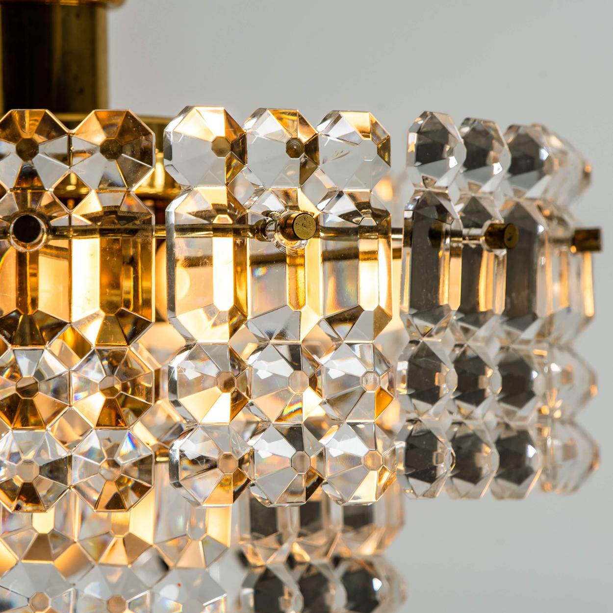Pair of Gold-Plated Kinkeldey Crystal Glass Chandeliers, 1960s For Sale 5