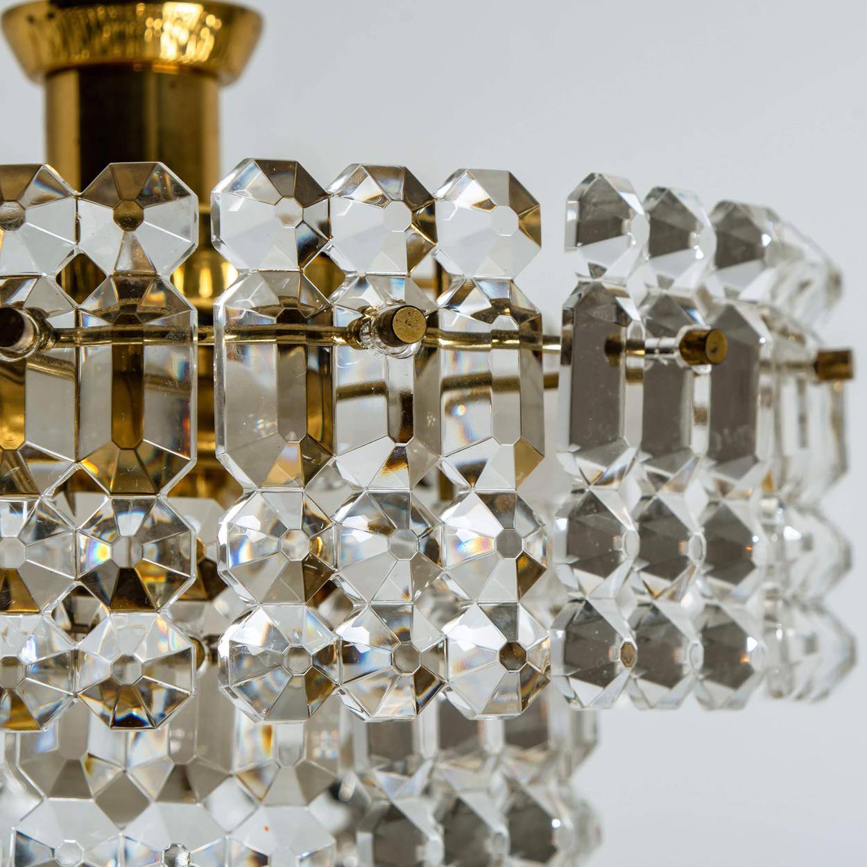 Pair of Gold-Plated Kinkeldey Crystal Glass Chandeliers, 1960s For Sale 10