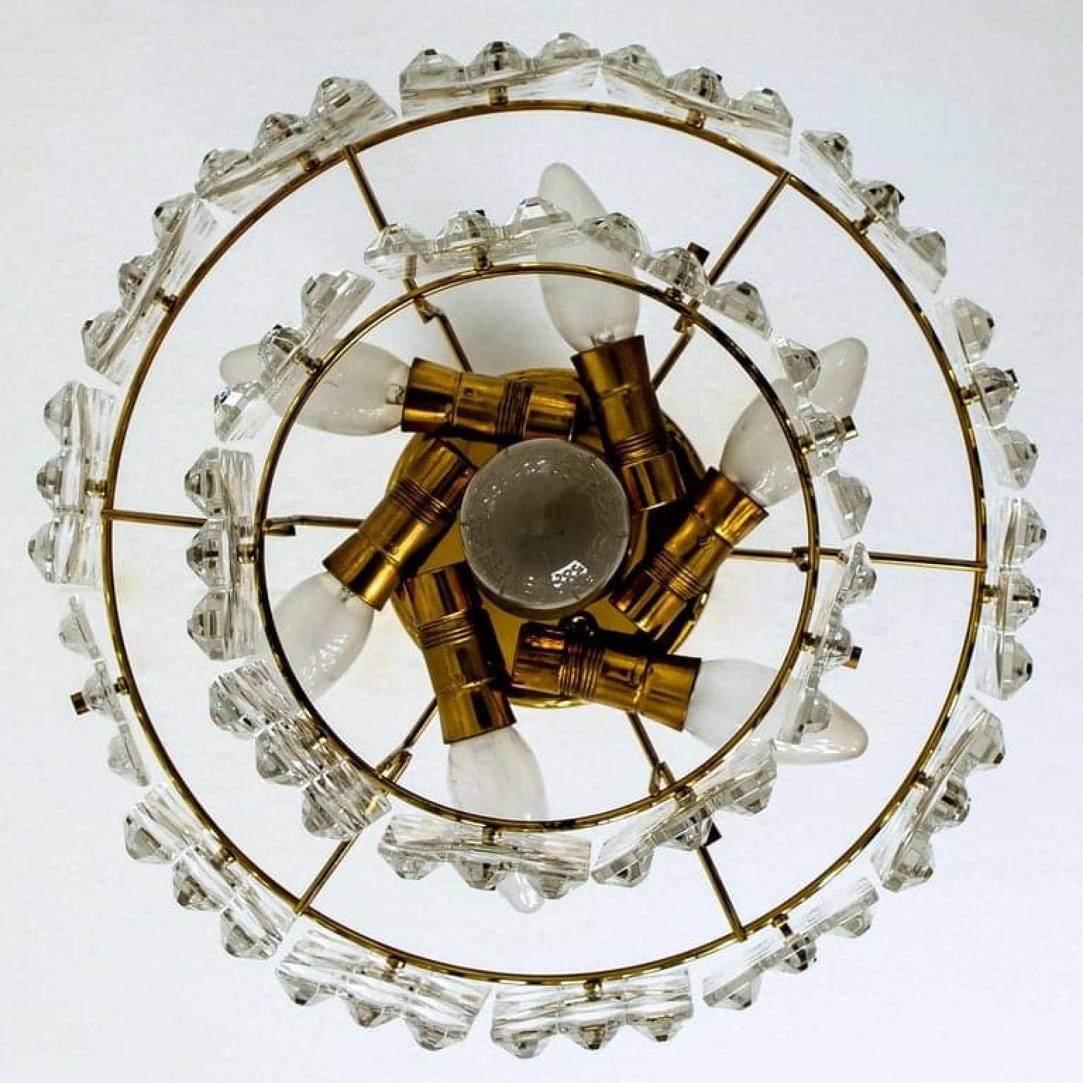 Pair of Gold-Plated Kinkeldey Crystal Glass Chandeliers, 1960s For Sale 11