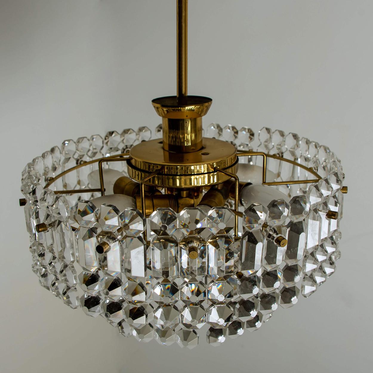 Pair of Gold-Plated Kinkeldey Crystal Glass Chandeliers, 1960s For Sale 12