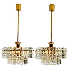 Paire de lustres Kinkeldey en cristal plaqué or, années 1960