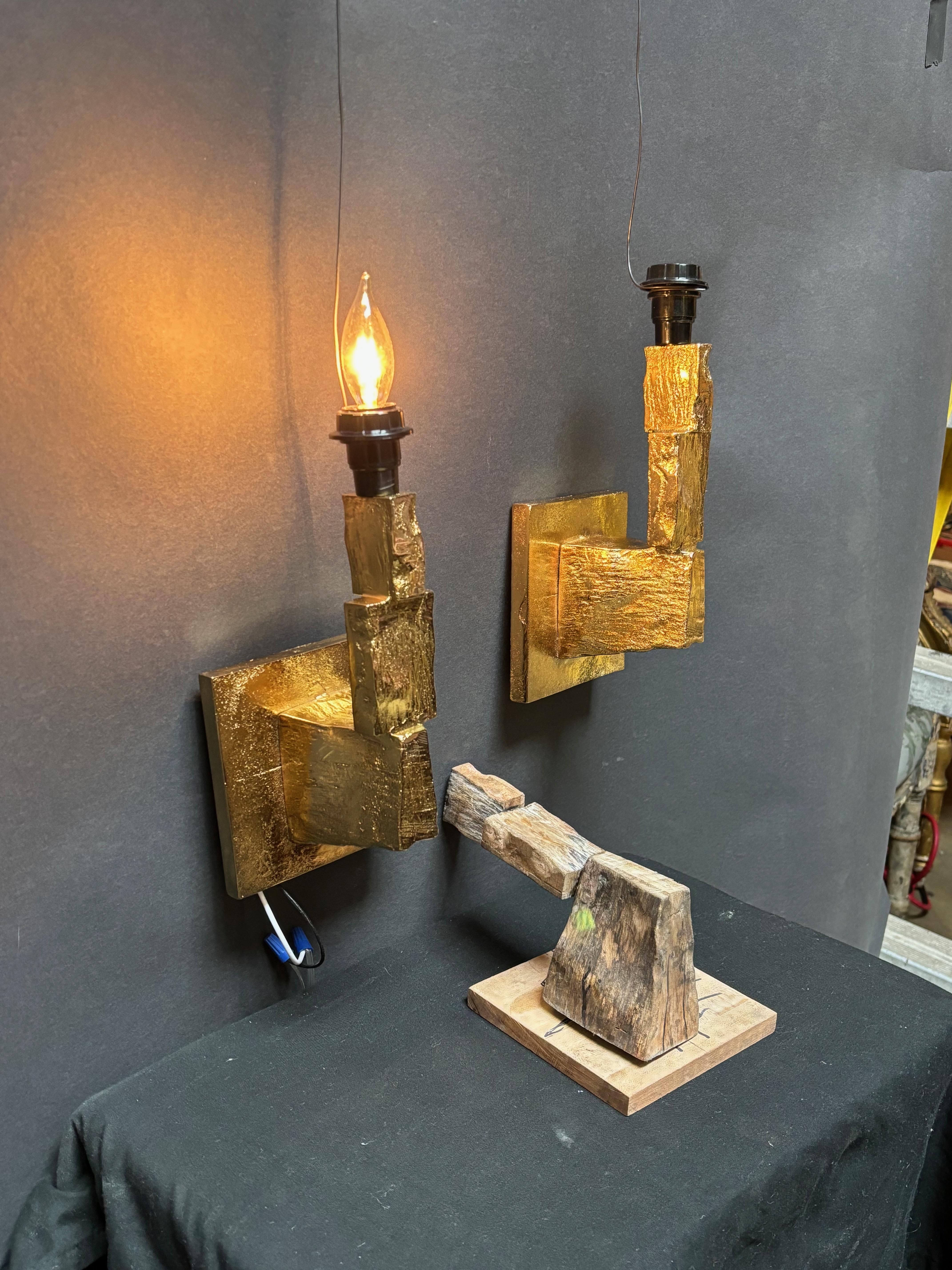 Mid-Century moderno Coppia di sconsigliere placcate in oro in vendita