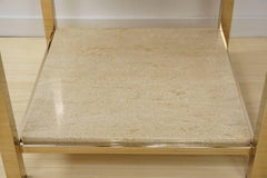 Pair of Gold-Plated Side Table with Travertine Shelf, 23-Carat by Belgo Chrome