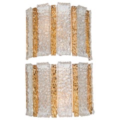 Vintage Pair of Gold-Plated Wall Sconces by Kalmar, 1960