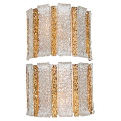 Pair of Gold-Plated Wall Sconces in the Style of Kalmar, 1960