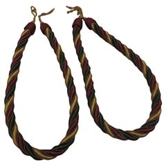 Pair of Gold, Red and Green Rope Curtain Holders