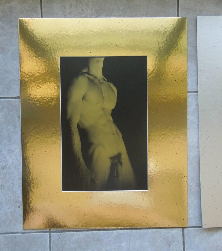Pair of Gold & Silver Male Nude Original Photographs By George Machado In Excellent Condition For Sale In Palm Springs, CA