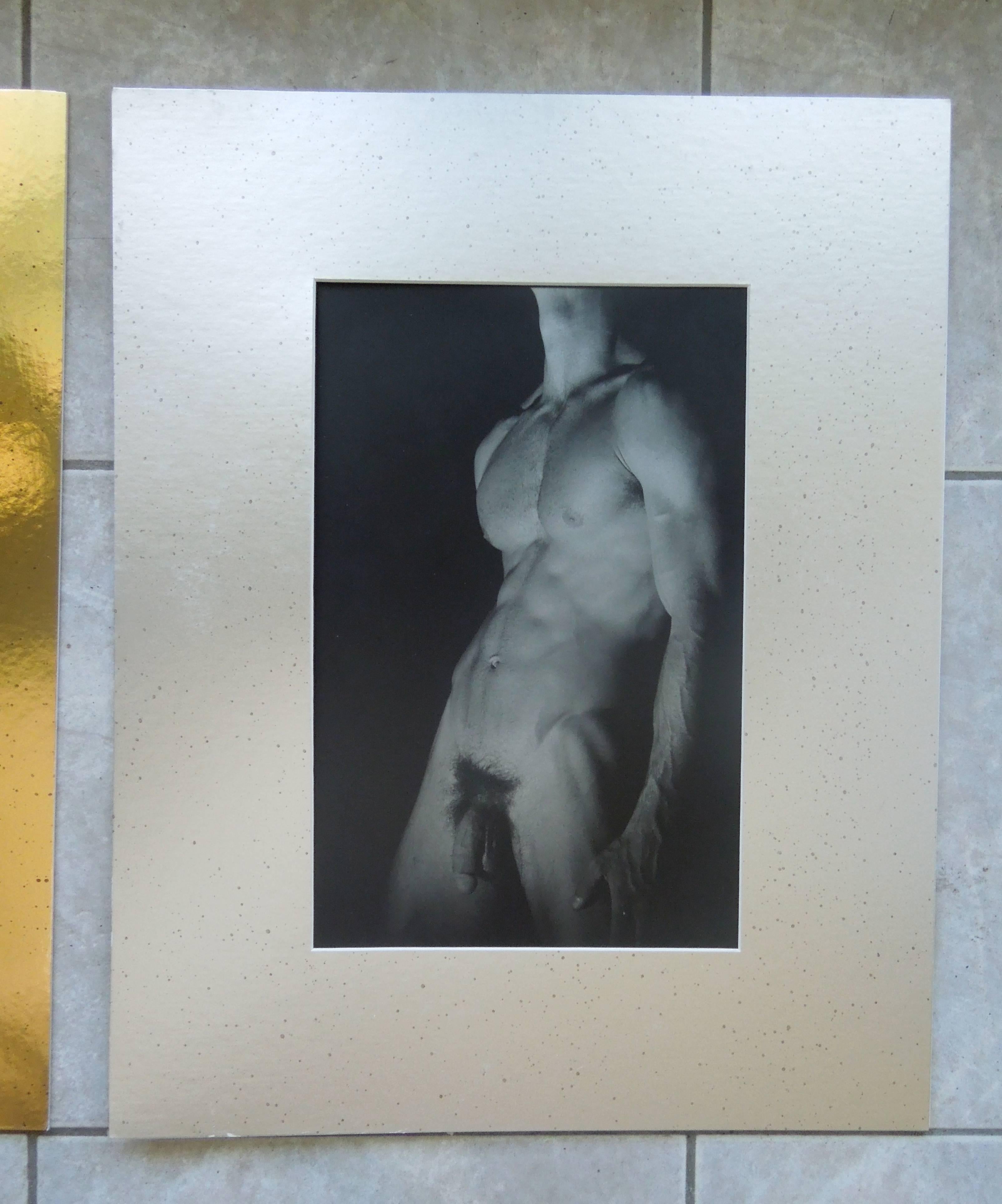 Pair of Gold & Silver Male Nude Original Photographs By George Machado In Excellent Condition In Palm Springs, CA