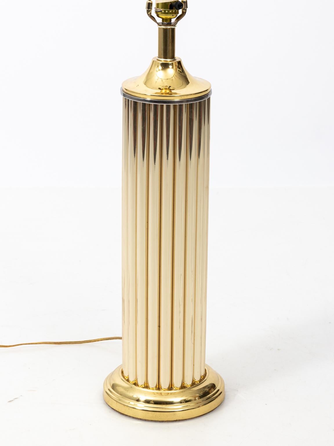 Pair of Gold Tone Fluted Lamps 4