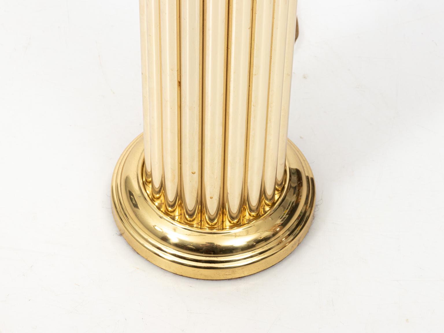 20th Century Pair of Gold Tone Fluted Lamps