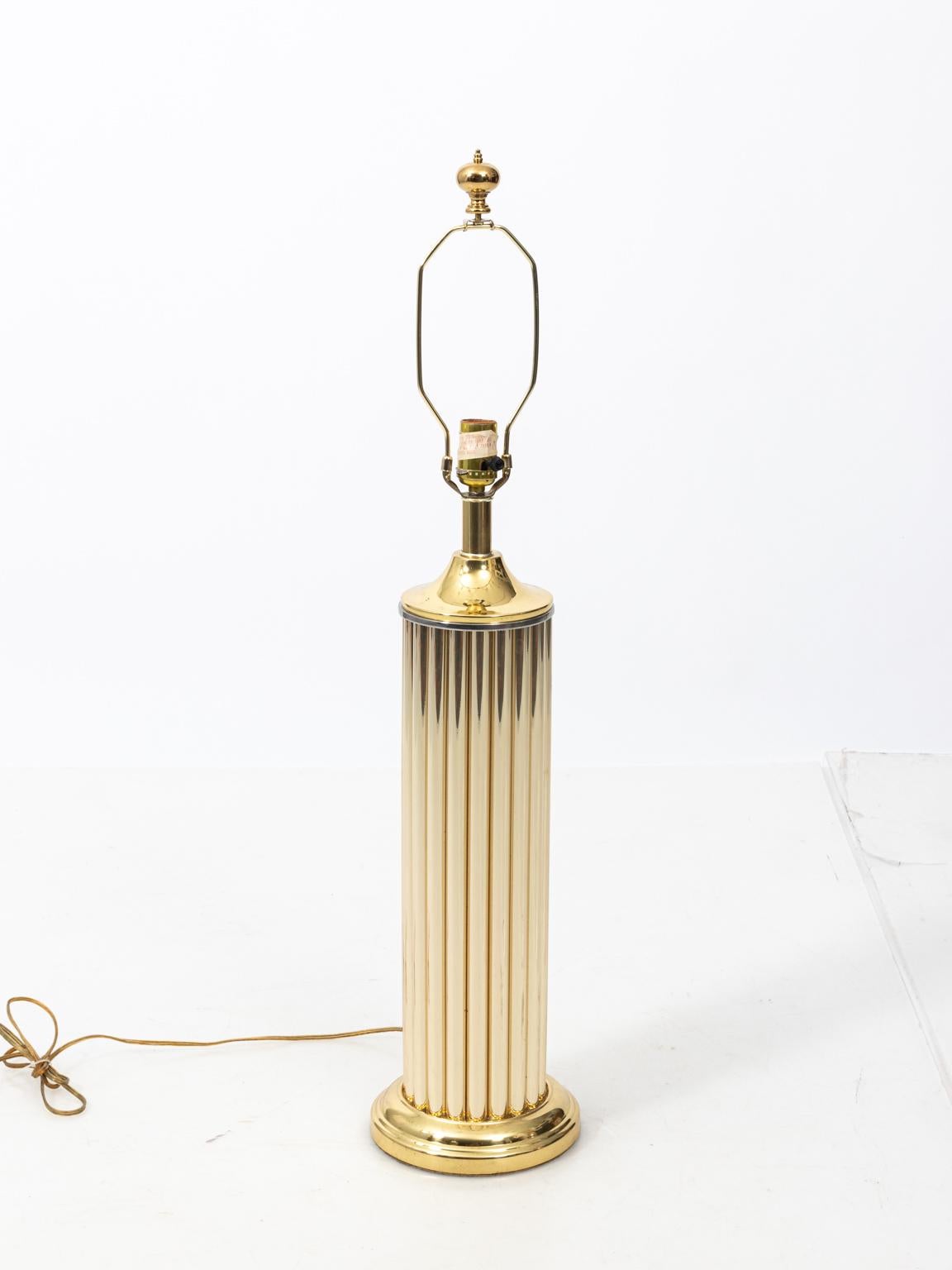 Pair of Gold Tone Fluted Lamps 3