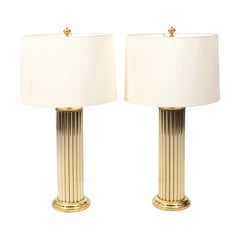Pair of Gold Tone Fluted Lamps
