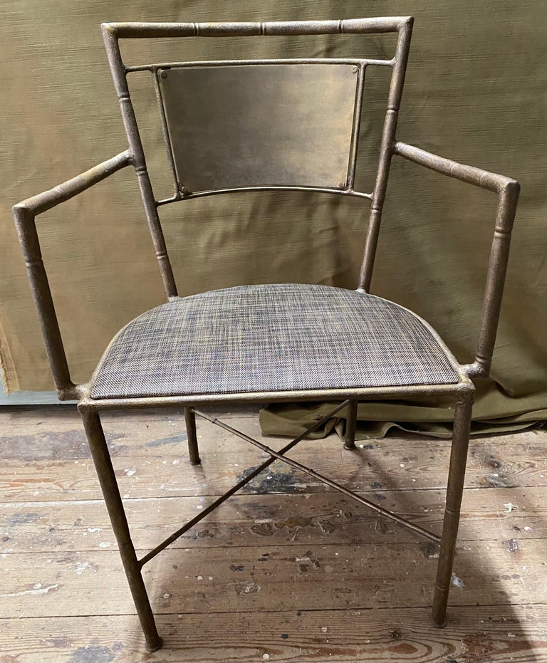 Pair of Gold Toned Garden Armchairs In Good Condition For Sale In Great Barrington, MA