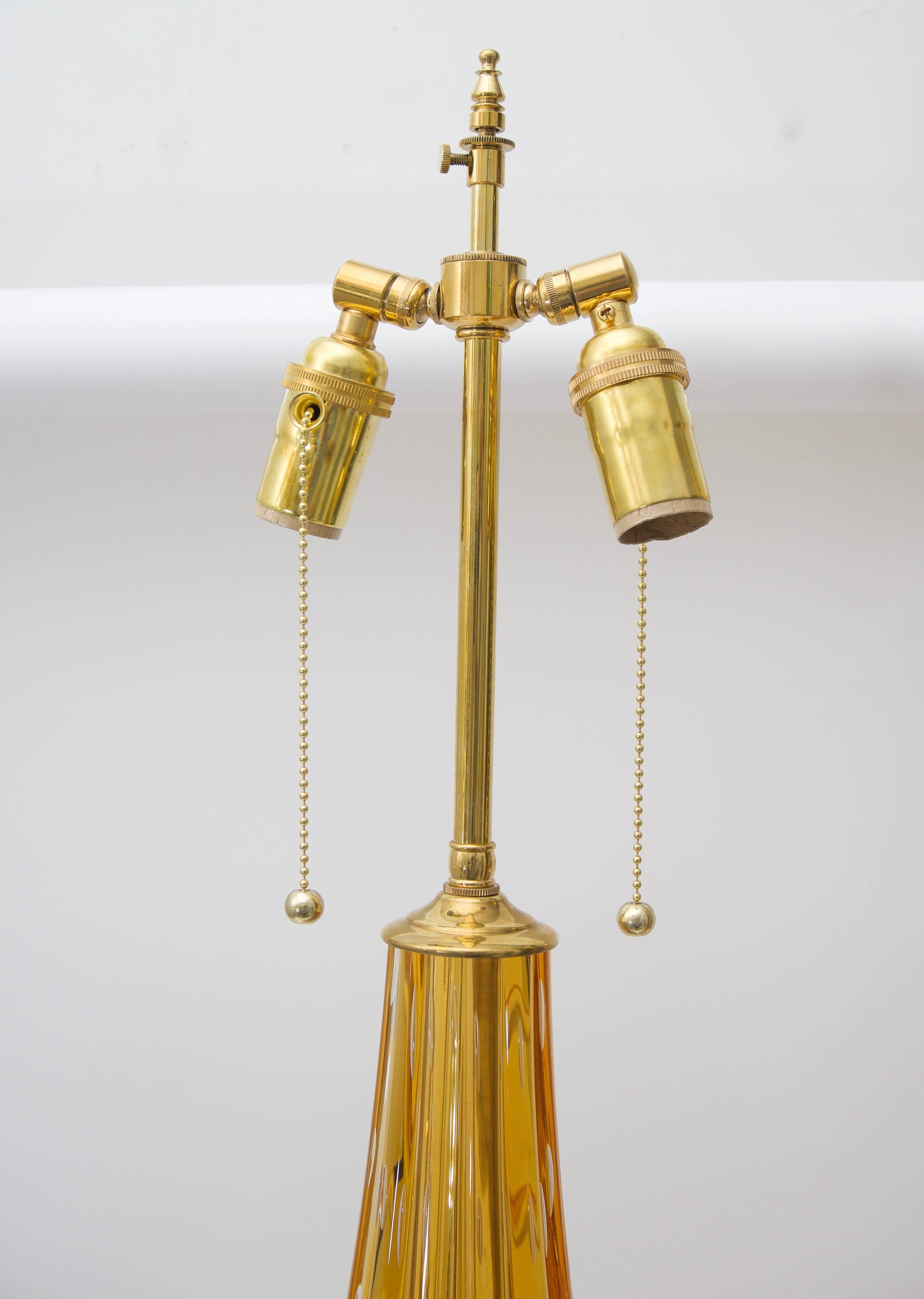 Paire de lampes de bureau en verre de Murano de couleur ambre doré  en vente 2