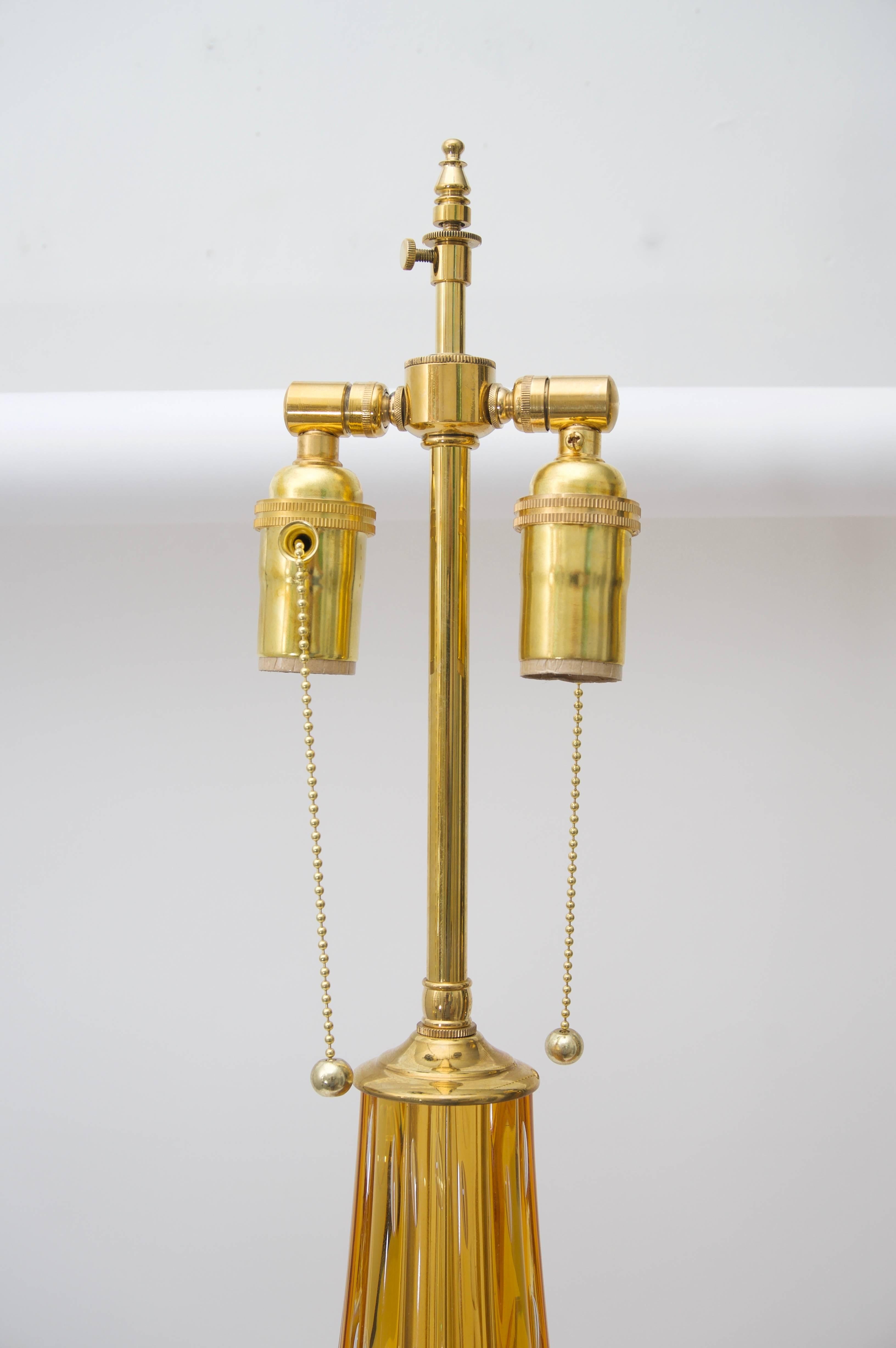 Paire de lampes de bureau en verre de Murano de couleur ambre doré  en vente 3