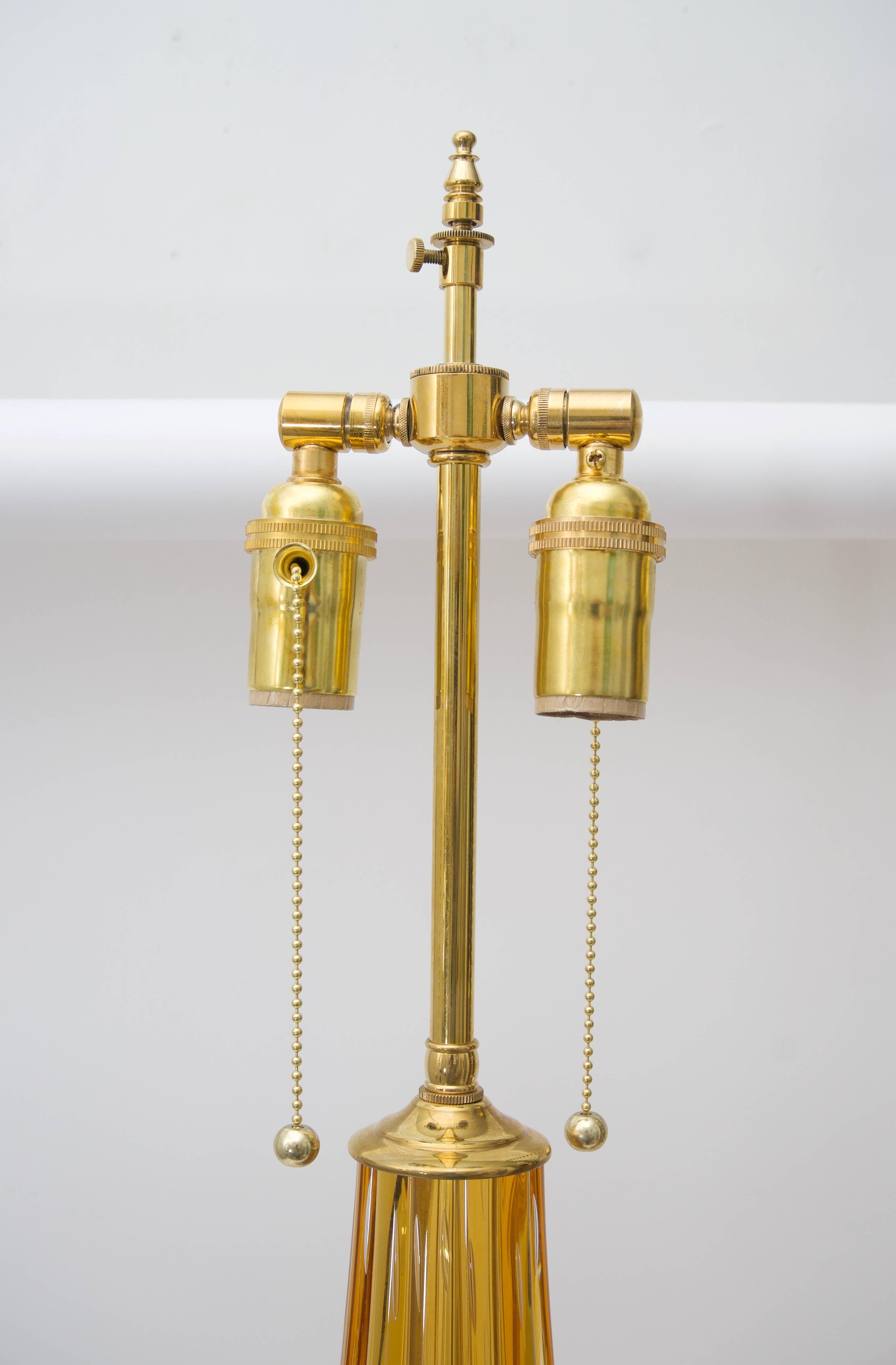 Paire de lampes de bureau en verre de Murano de couleur ambre doré  en vente 4