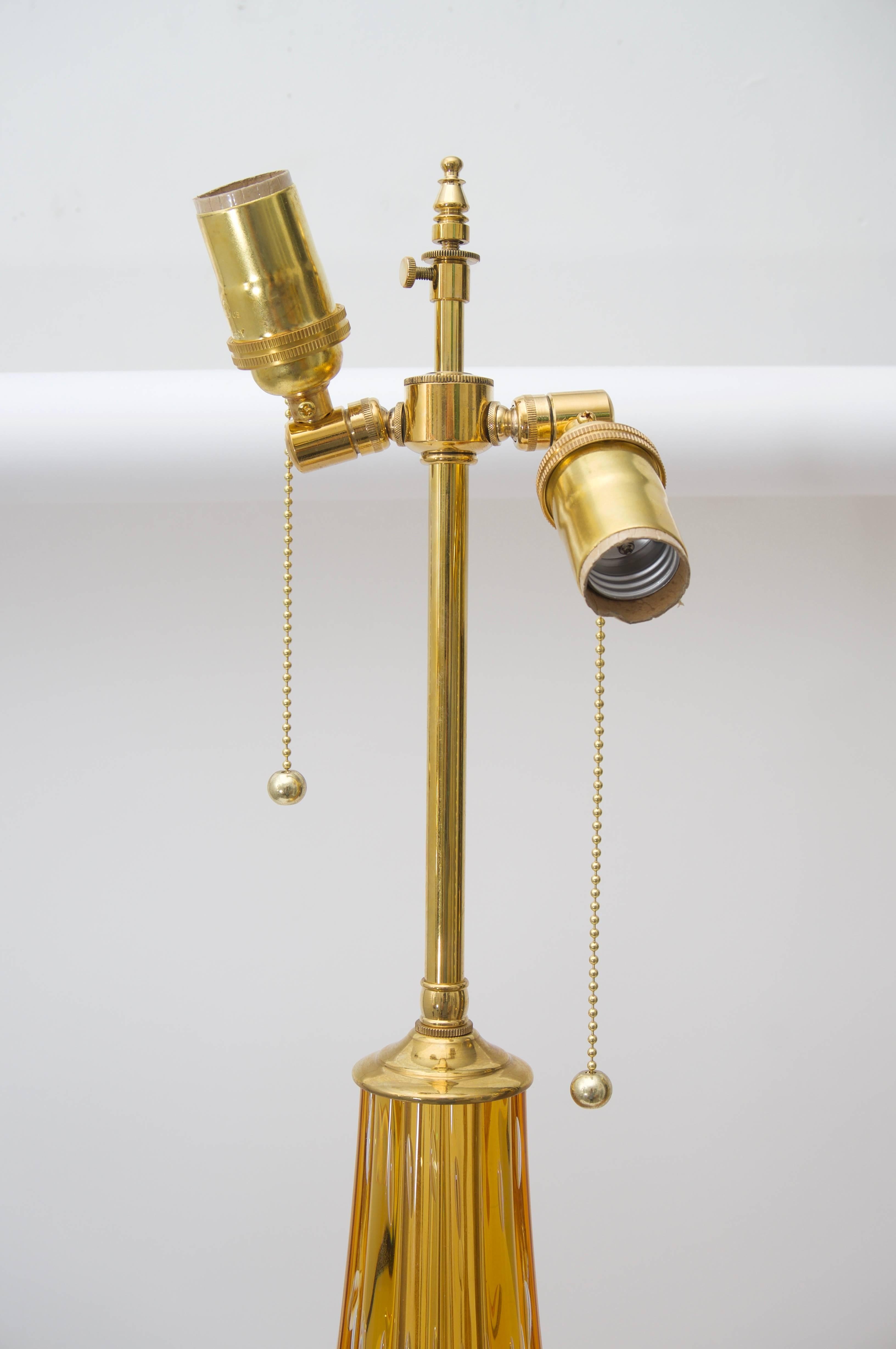 Paire de lampes de bureau en verre de Murano de couleur ambre doré  en vente 5