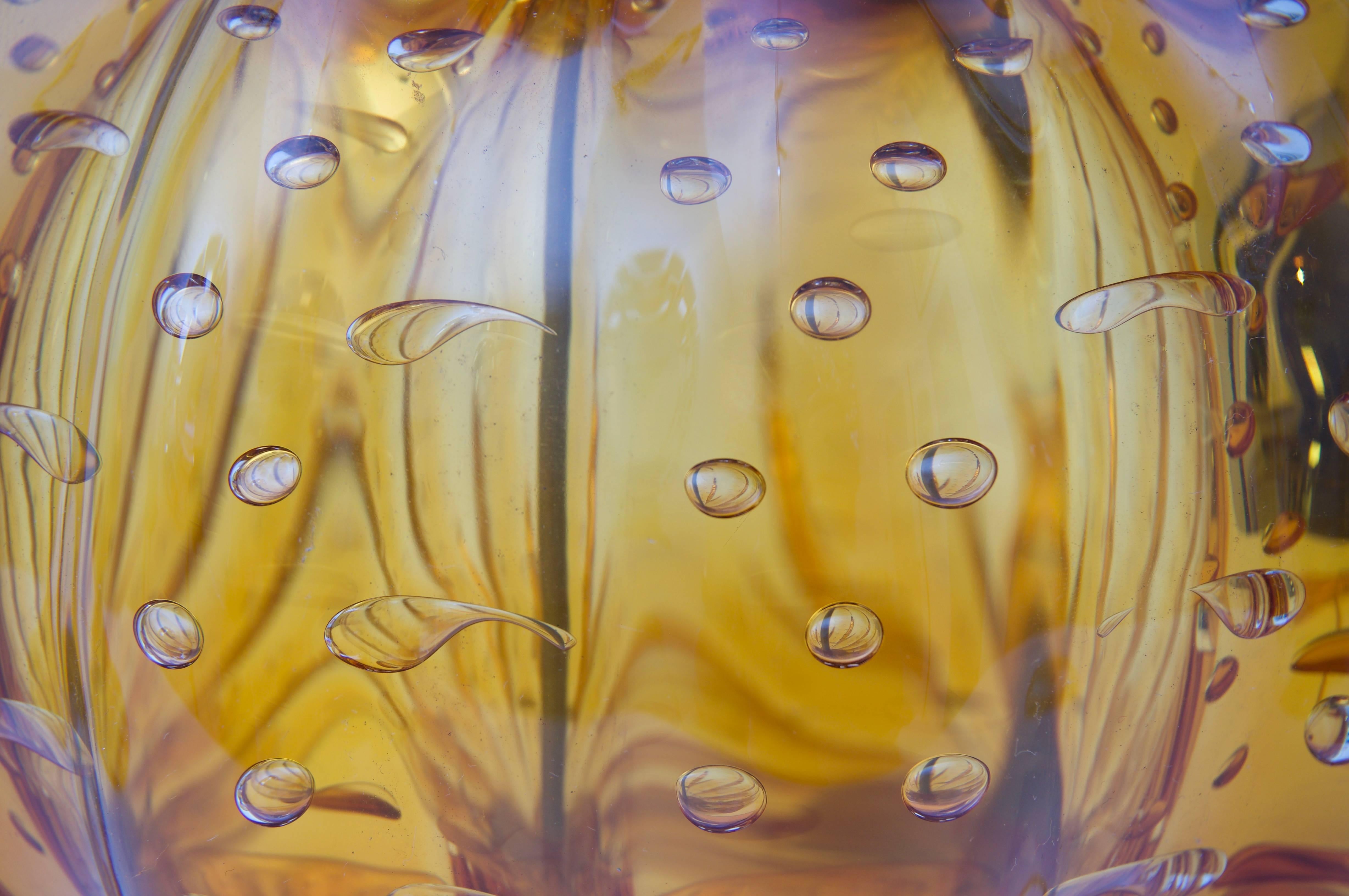 Paire de lampes de bureau en verre de Murano de couleur ambre doré  Bon état - En vente à West Palm Beach, FL
