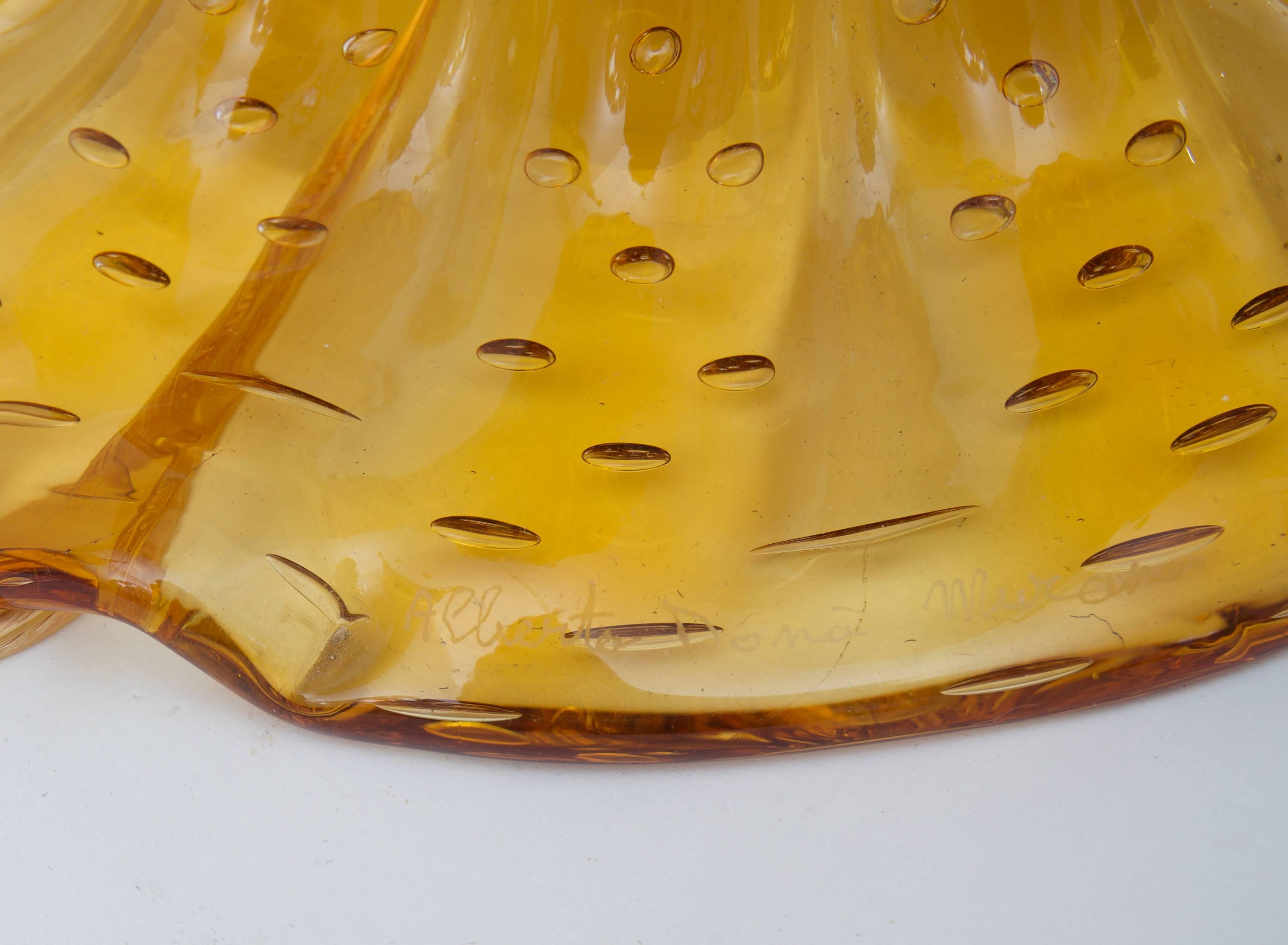 Verre de Murano Paire de lampes de bureau en verre de Murano de couleur ambre doré  en vente
