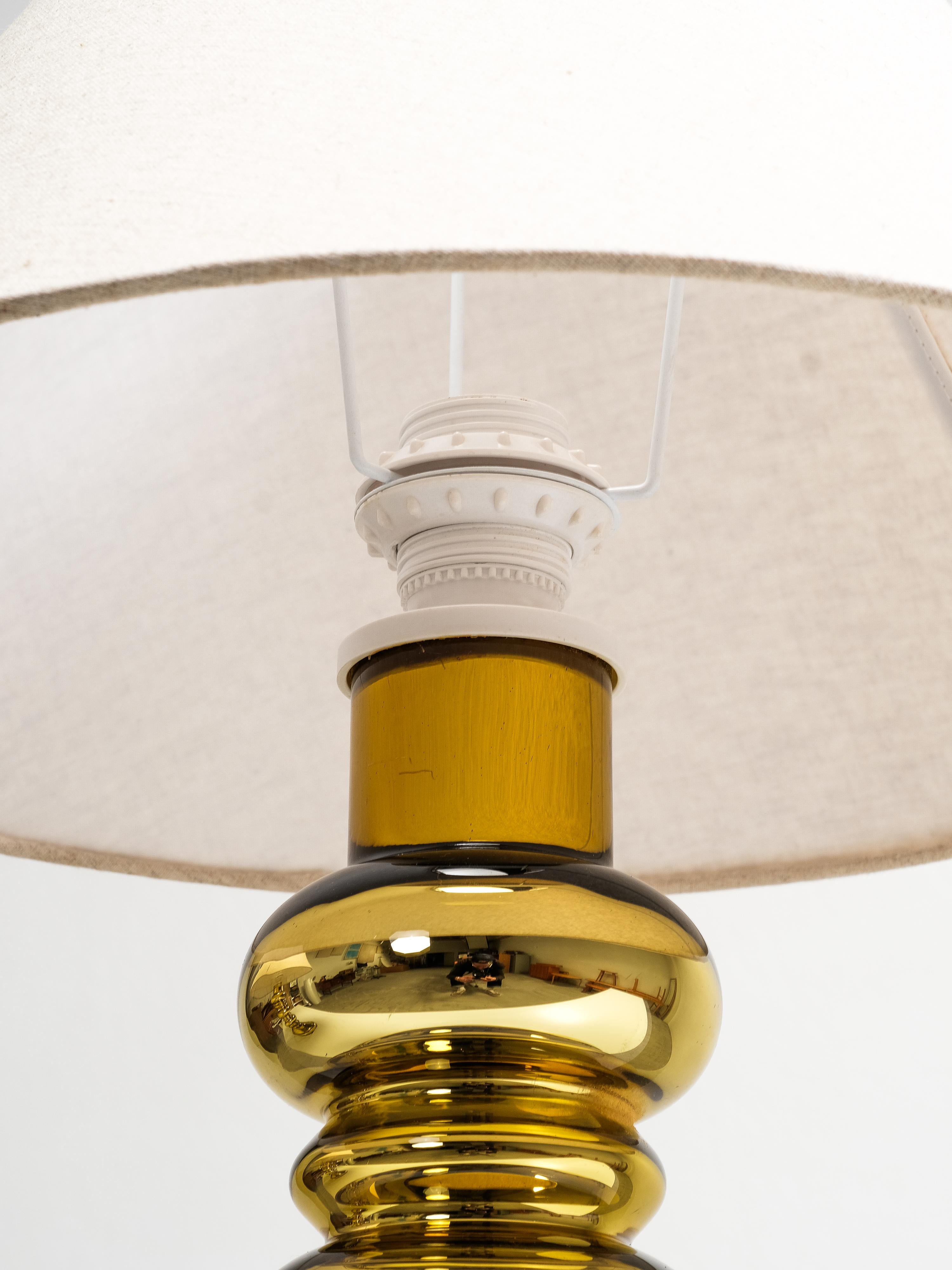 Pair of Golden Art Glass Table Lamps by Flygsfors, Sweden, 1960s For Sale 5