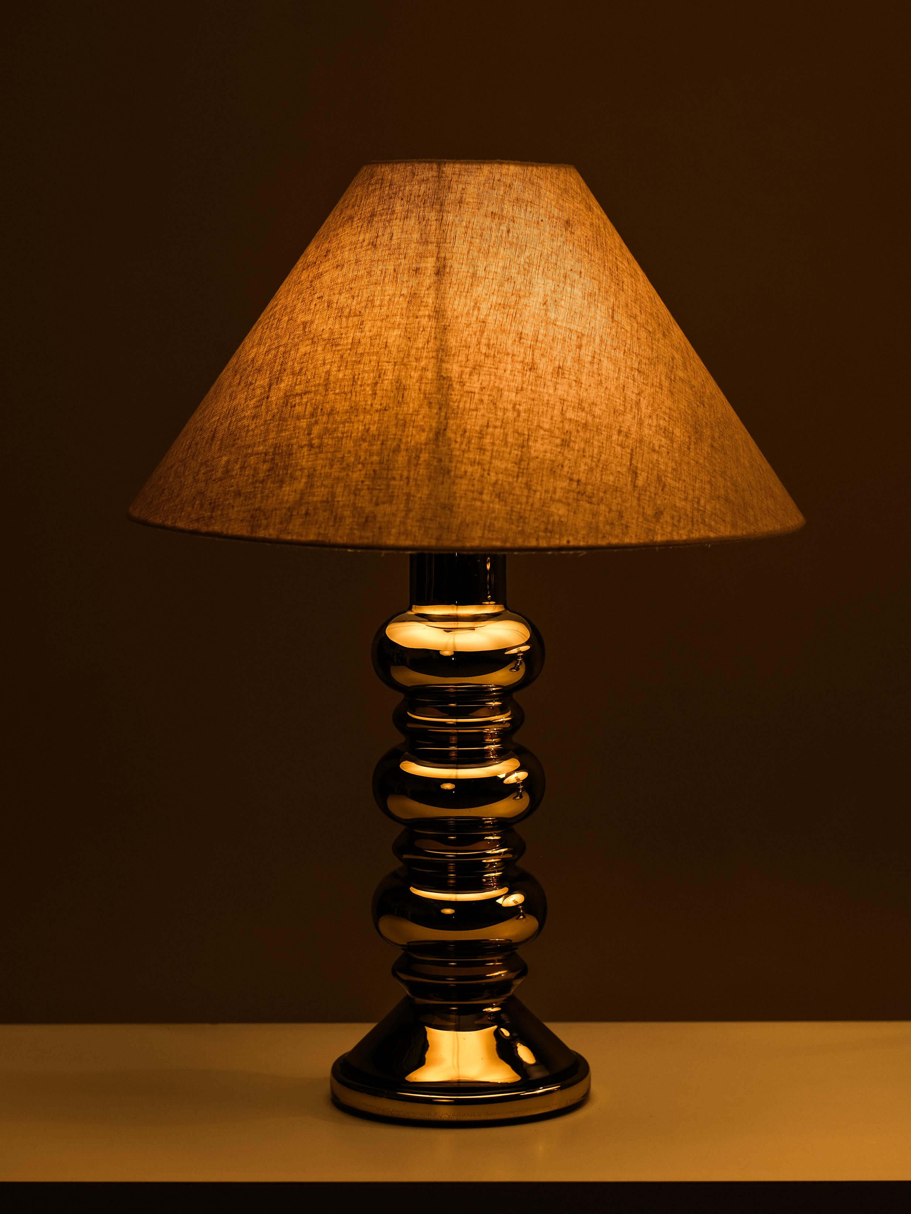 Pair of Golden Art Glass Table Lamps by Flygsfors, Sweden, 1960s For Sale 7
