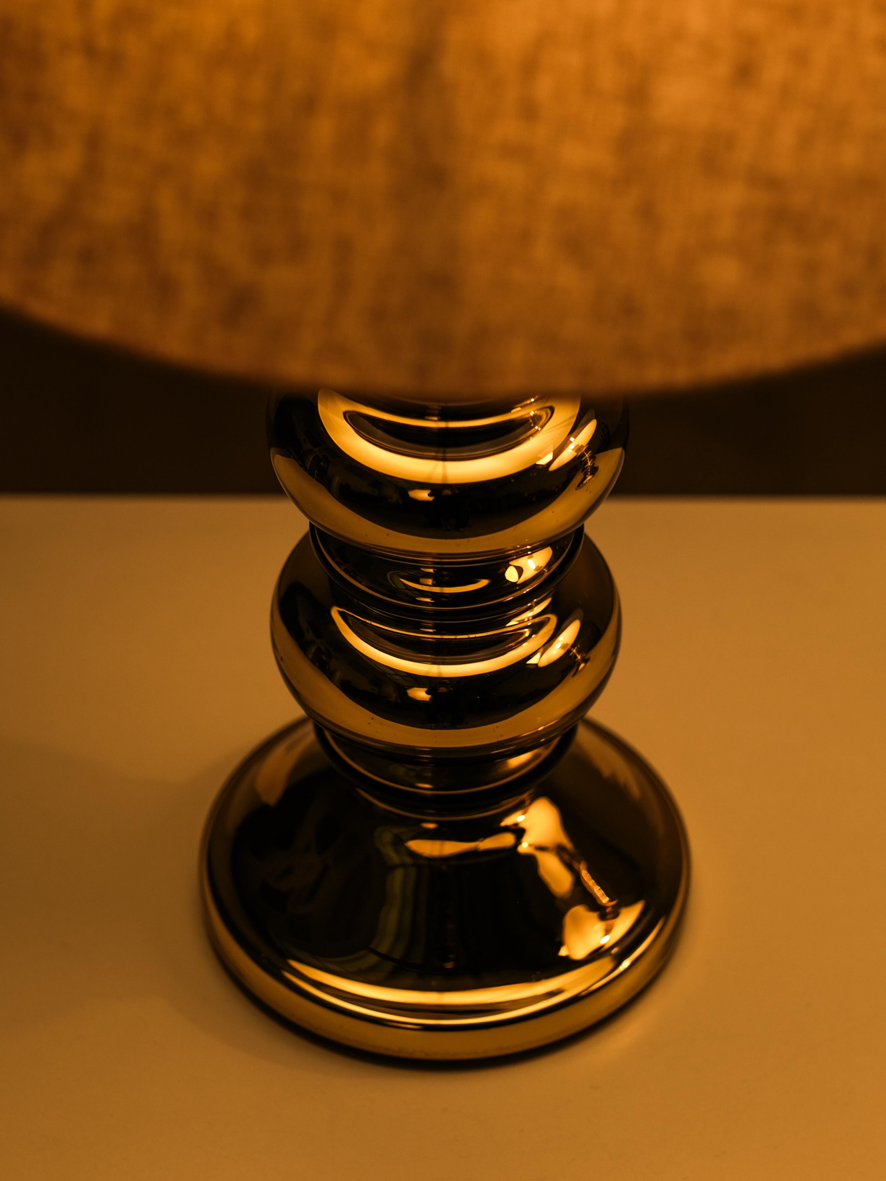 Pair of Golden Art Glass Table Lamps by Flygsfors, Sweden, 1960s For Sale 10