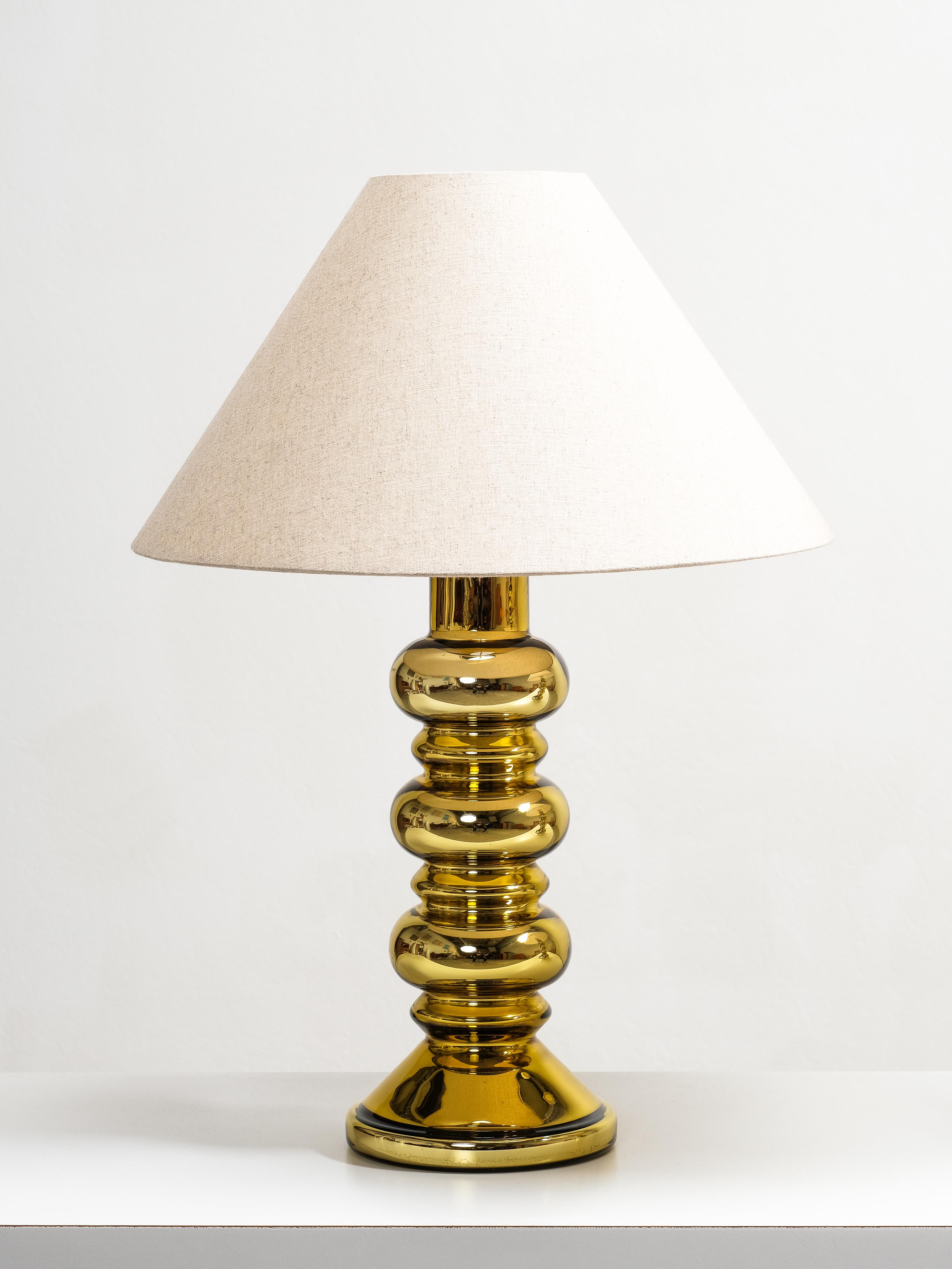 Pair of Golden Art Glass Table Lamps by Flygsfors, Sweden, 1960s In Good Condition For Sale In Karis, Nyland