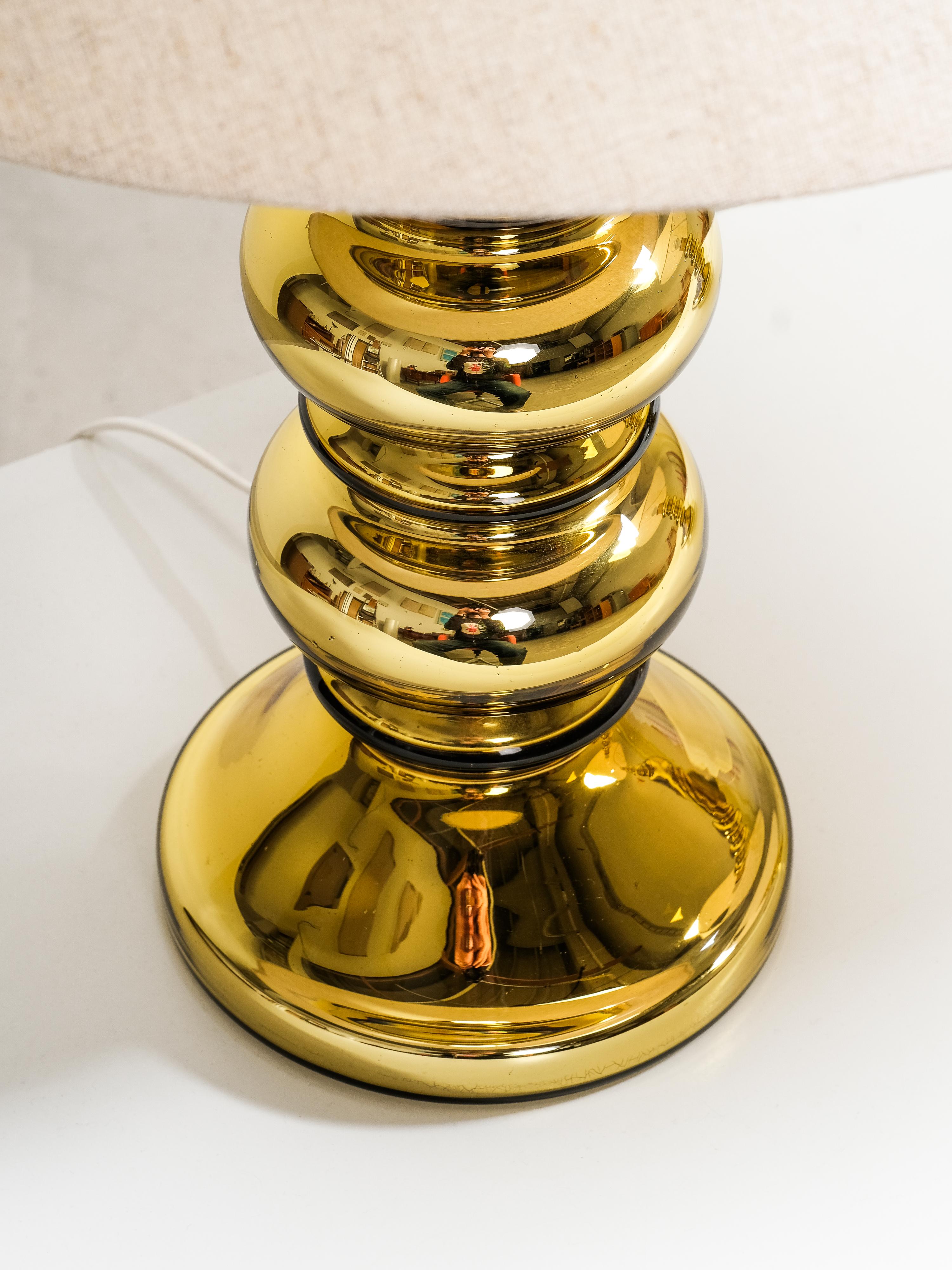 Pair of Golden Art Glass Table Lamps by Flygsfors, Sweden, 1960s For Sale 2