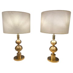 Pair of Golden Ball Lamps by Boulanger