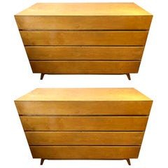 Pair of Golden Birch Mid-Century Modern Swedish Dressers
