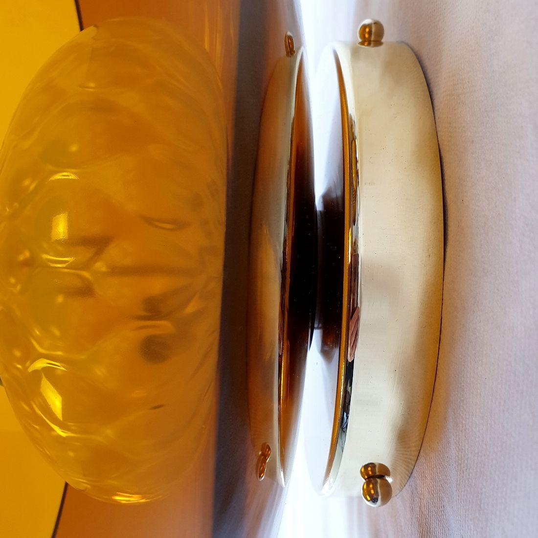 Coppia di appliques in vetro di Murano color marrone dorato in vendita 5