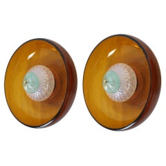 Pair of golden brown Murano glass sconces