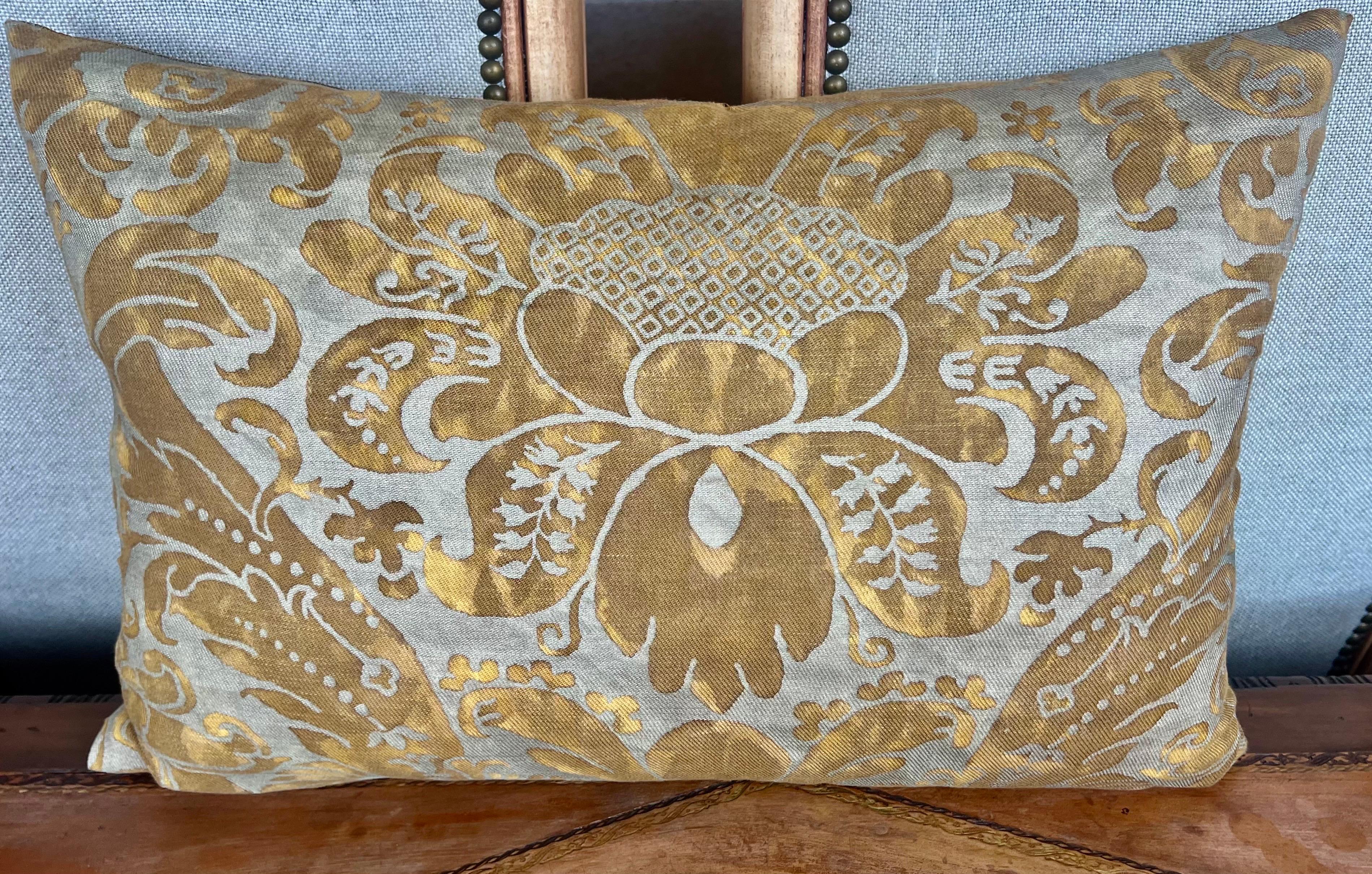 Baroque Pair of Golden Caravaggio Fortuny Pillows
