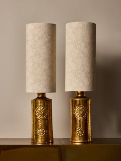 Paar goldene Keramik-Tischlampen von Bergboms