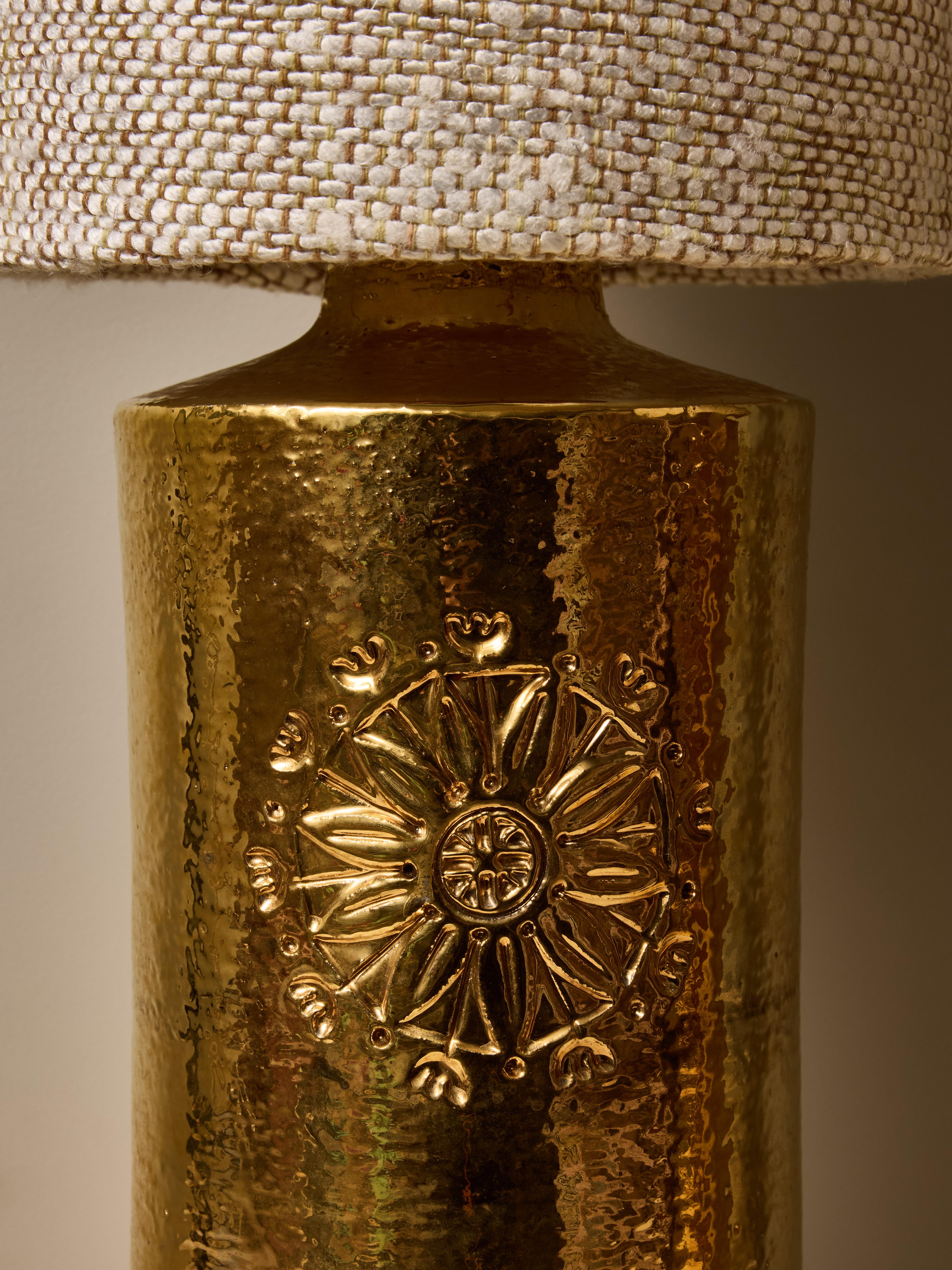 Paire de lampes de table en céramique dorée de Bergboms Excellent état à Saint-Ouen, IDF
