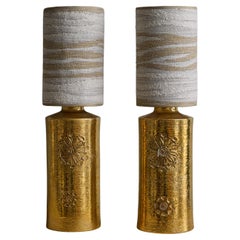 Paar goldene Keramik-Tischlampen von Bergboms
