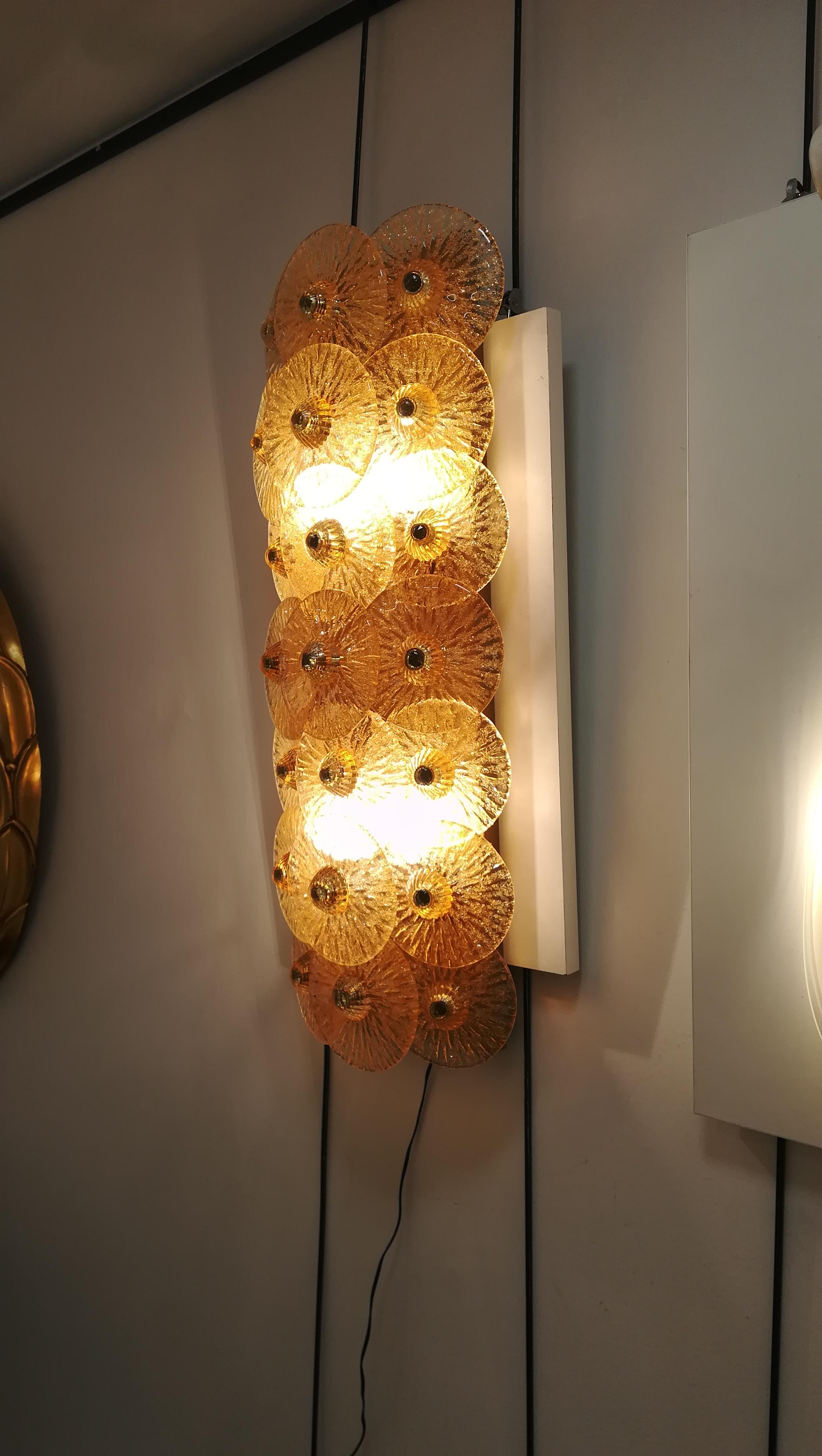 Italian Pair of Golden Crystal Sconces For Sale