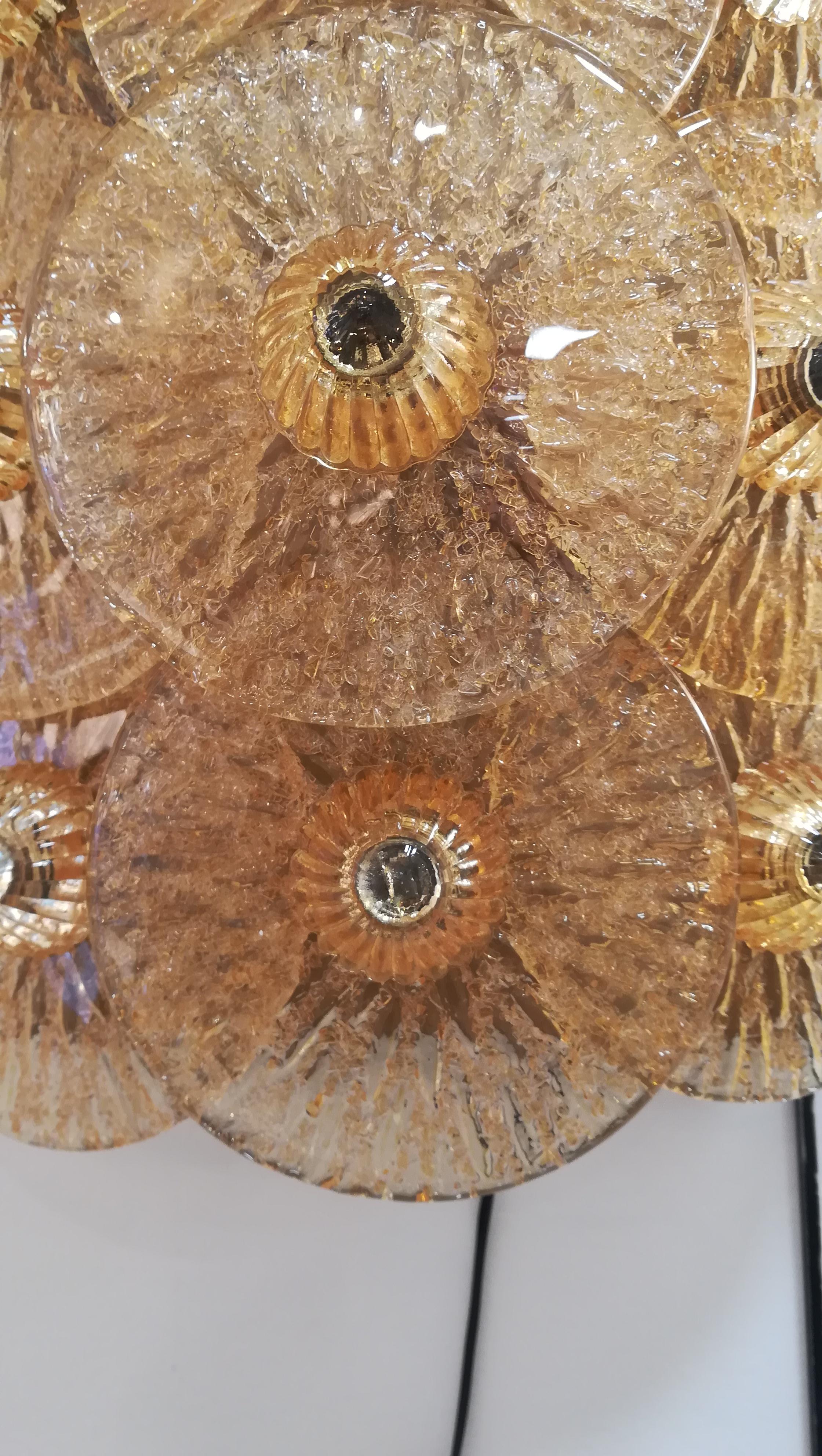 Metal Pair of Golden Crystal Sconces For Sale
