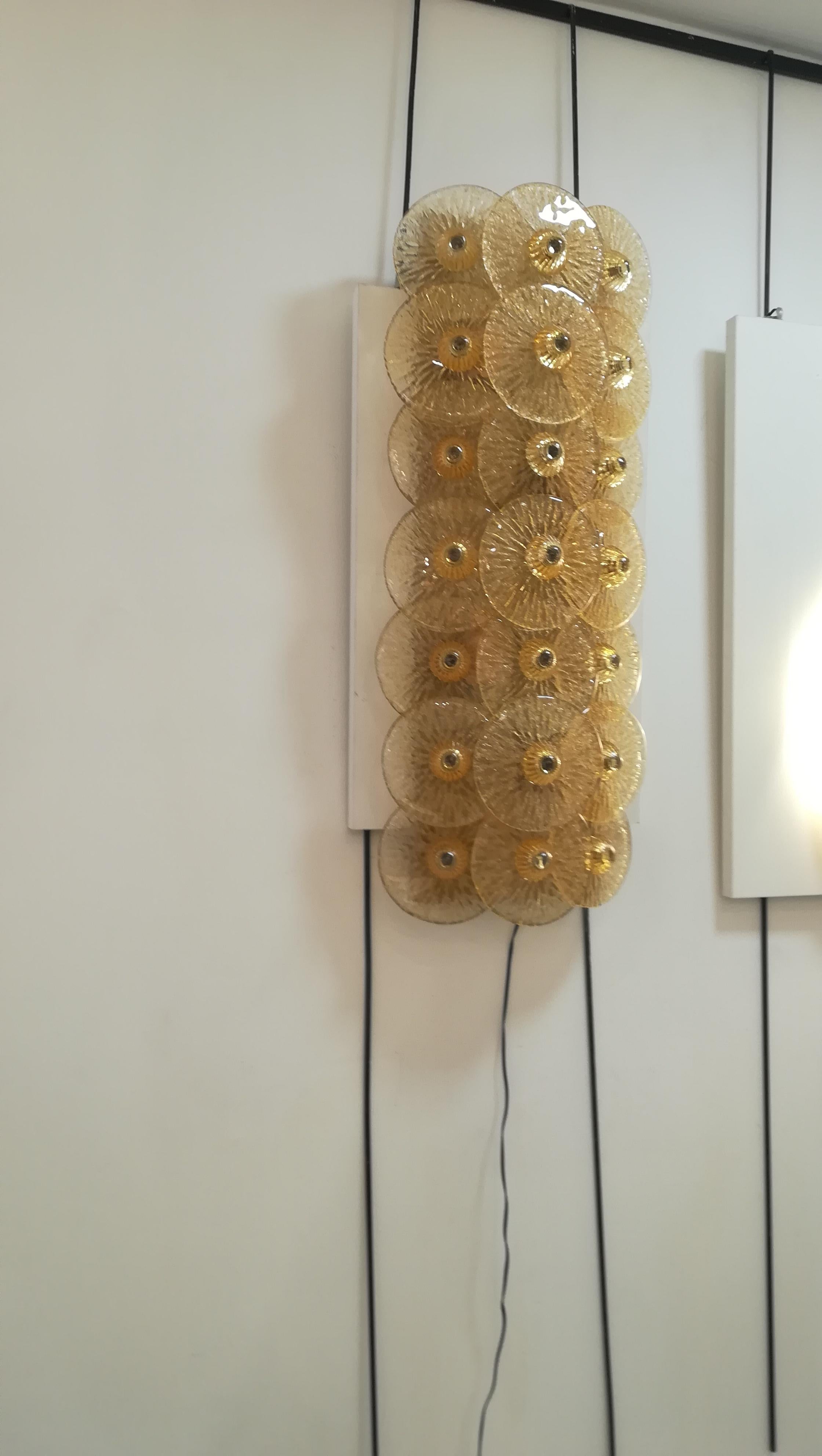 Pair of Golden Crystal Sconces For Sale 1