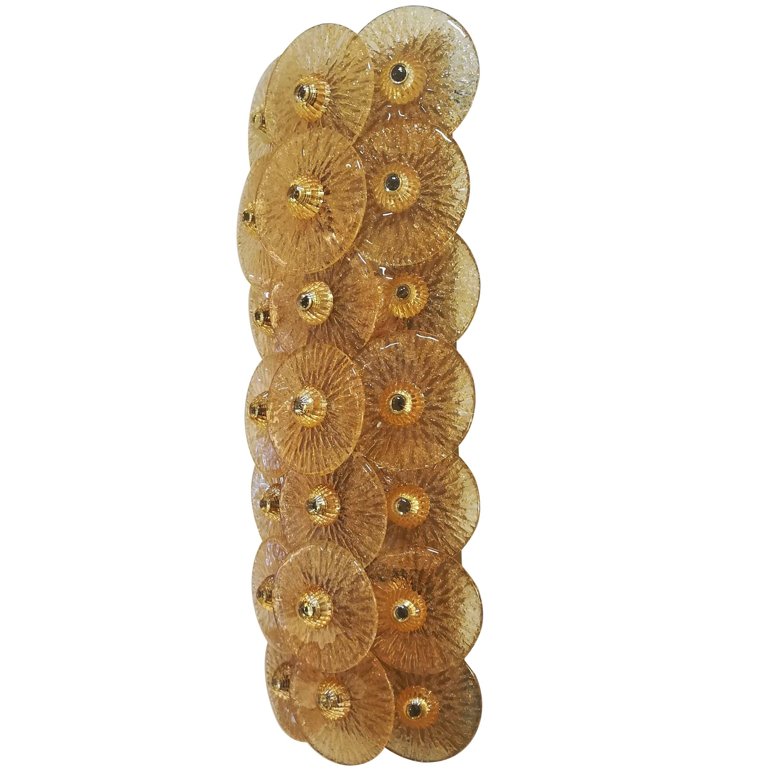 Coppia di appliques in cristallo dorato, 4 lampadine E26/E27 conformi agli standard europei e statunitensi (24 cerchi di vetro).