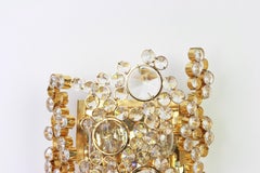 Pair of Golden Gilded Brass and Crystal Sconce by Palwa, Germany, 1960s