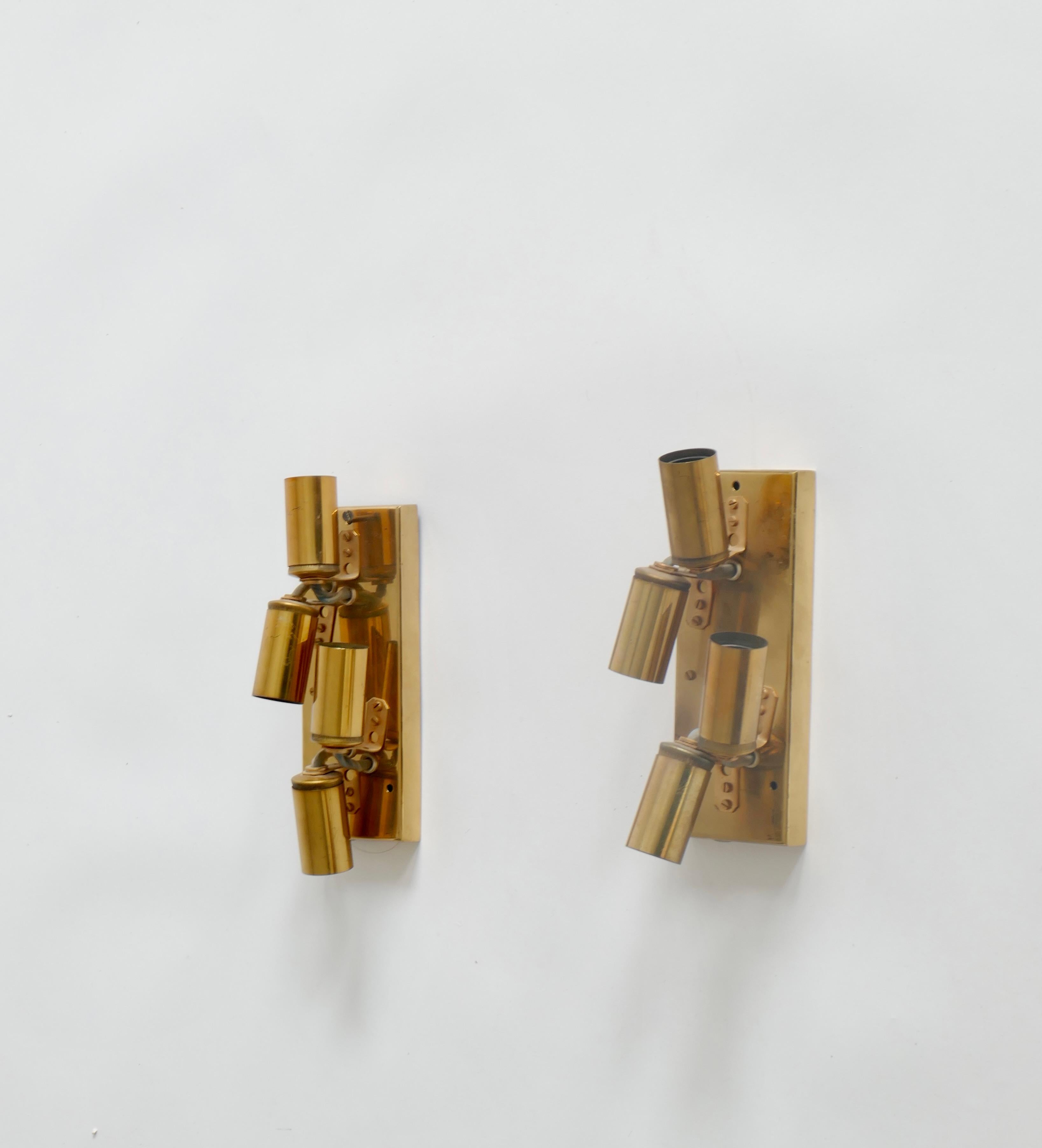 Pair of Golden Gilded Brass and Crystal Sconces by Palwa, Germany, 1970s For Sale 2