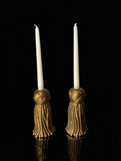 Paar goldene Knotenleuchter aus Gips, Spanien, 1980